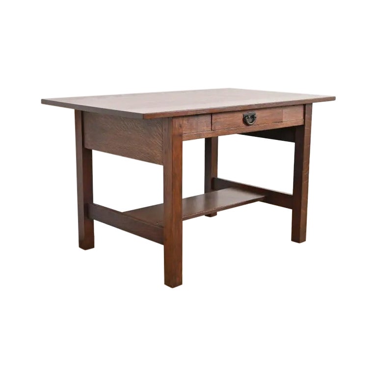 Gustav Stickley Mission Oak Arts & Crafts Writing Desk or Library Table