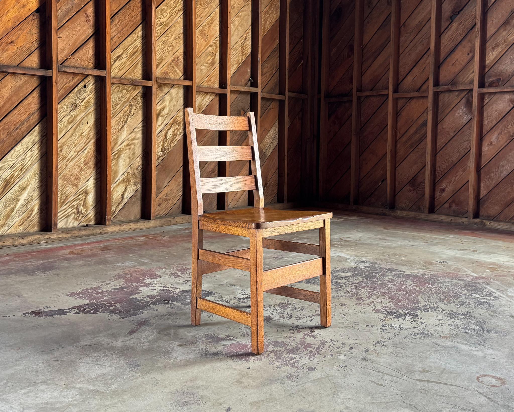 Gustav Stickley Oak Ladder Back Desk / Dining Chair, c.1916 For Sale 4