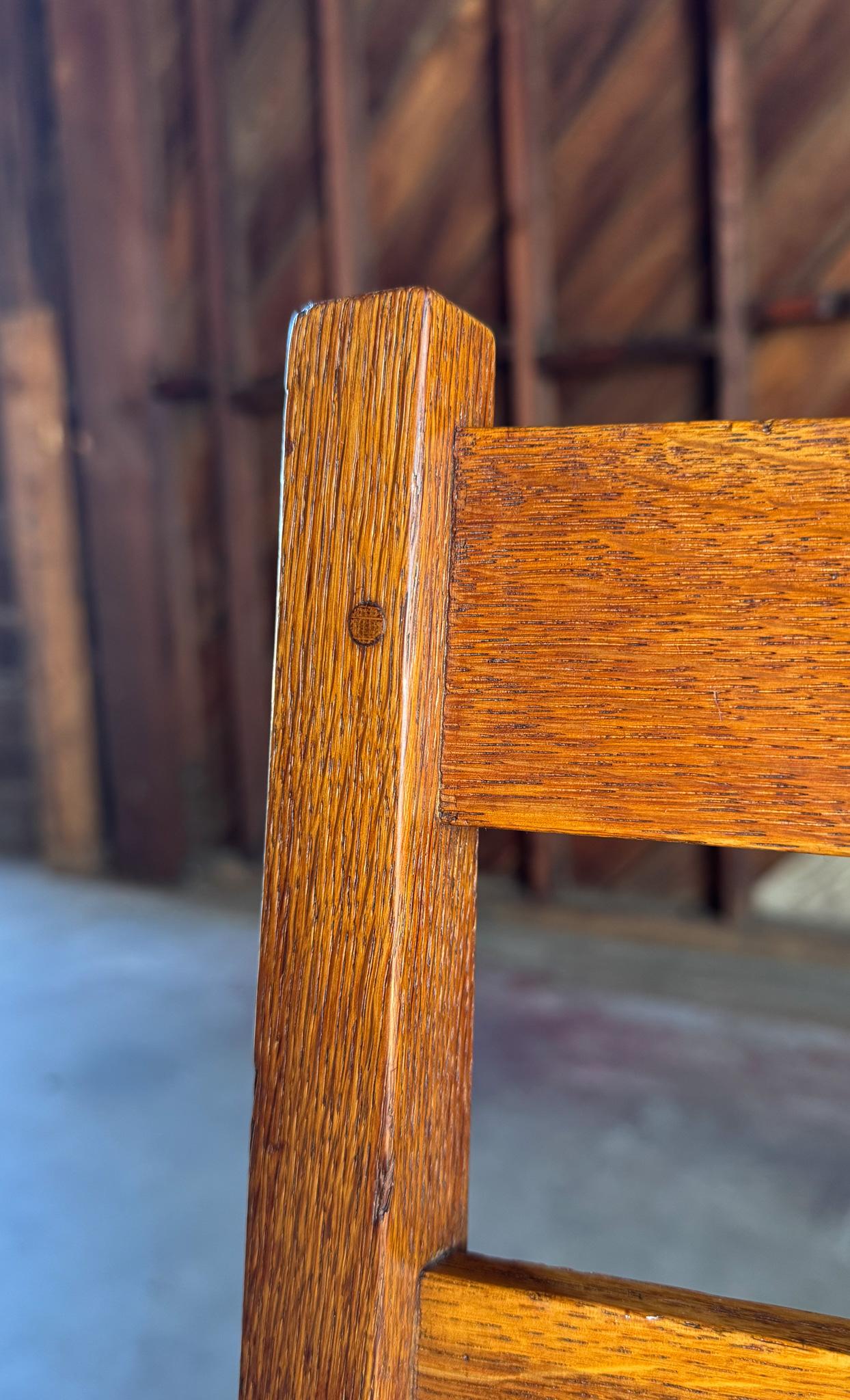 Gustav Stickley Oak Ladder Back Desk / Dining Chair, c.1916 For Sale 6