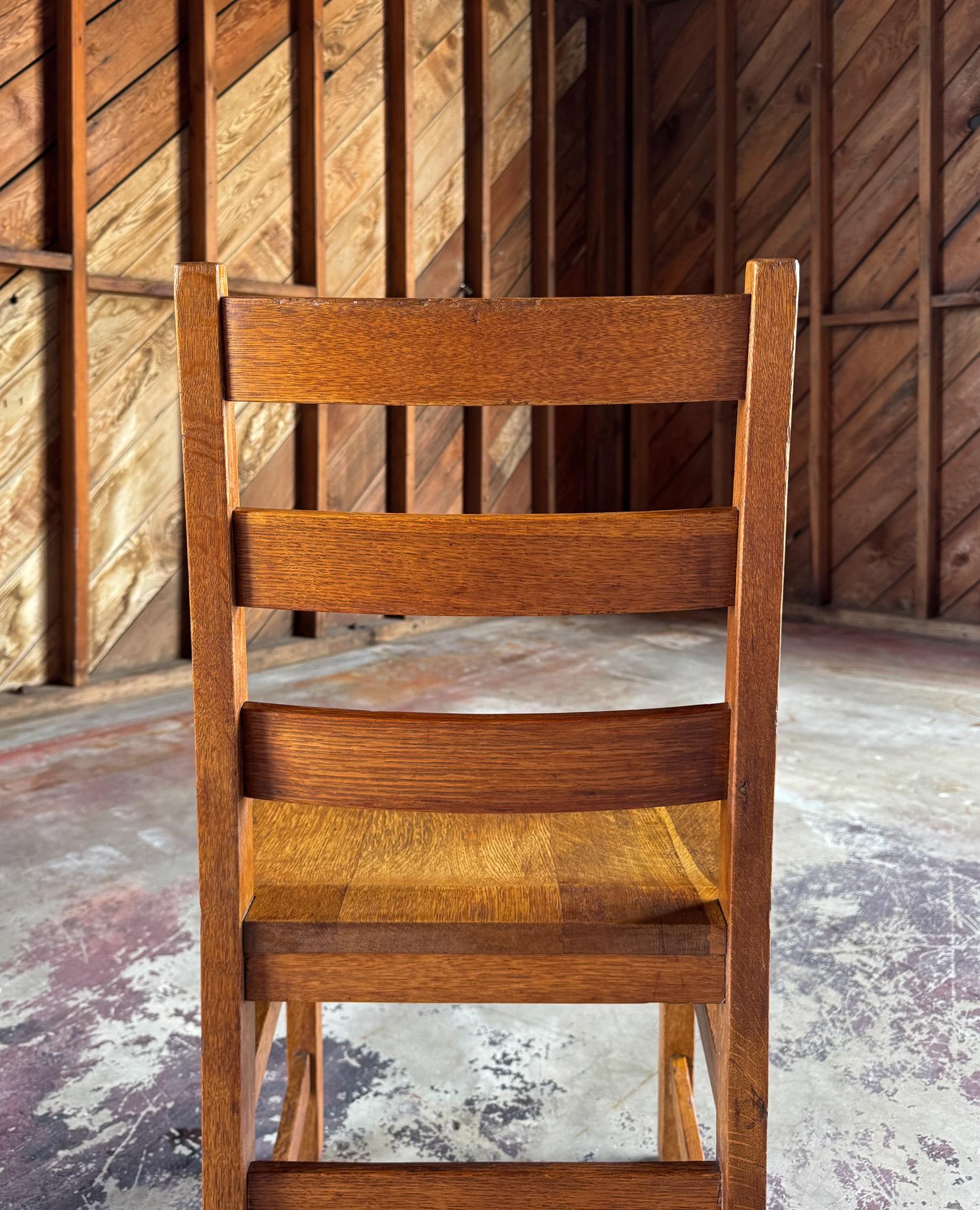 Gustav Stickley Oak Ladder Back Desk / Dining Chair, c.1916 For Sale 9