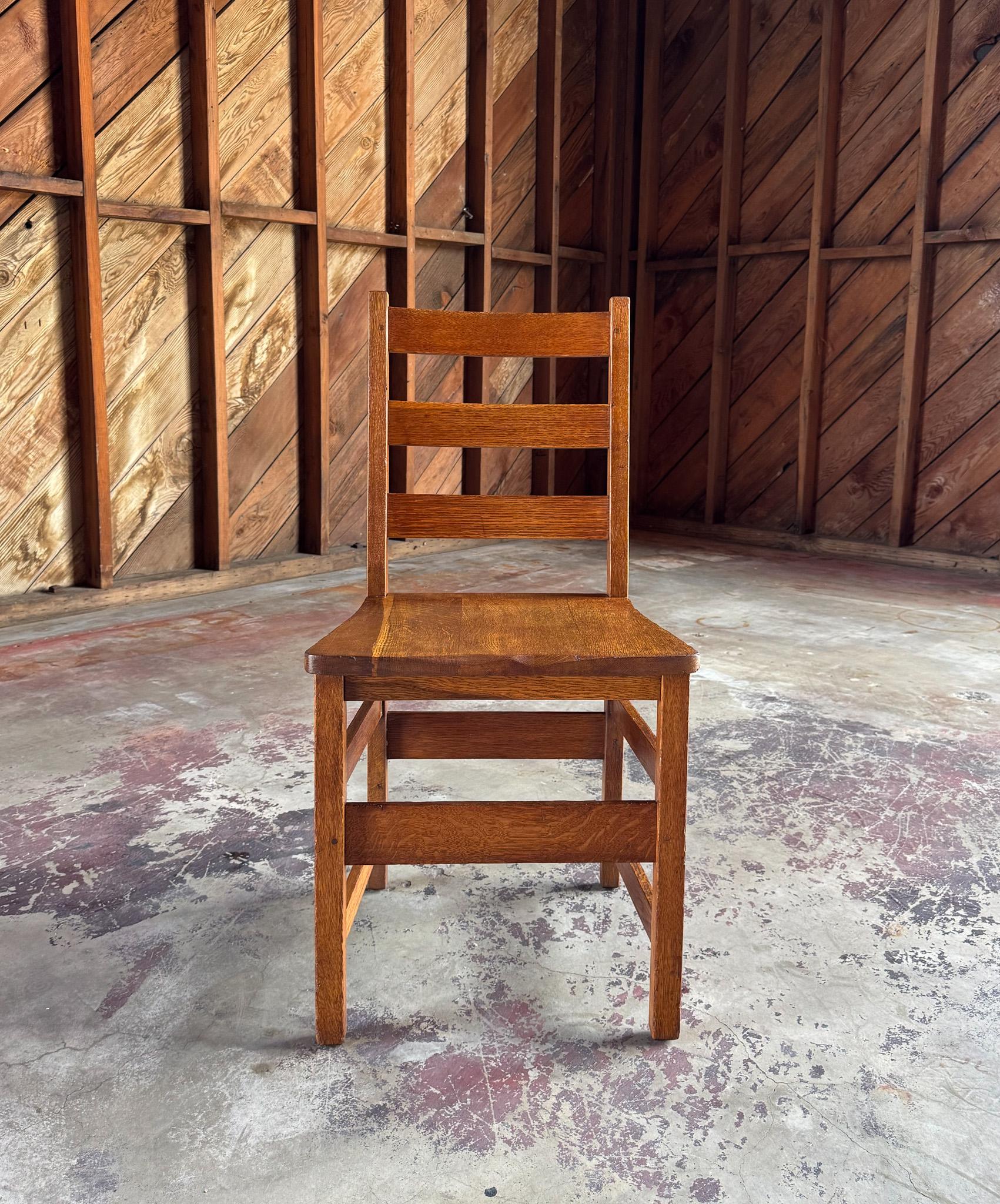 Gustav Stickley Oak Ladder Back Desk / Dining Chair, c.1916 For Sale 11