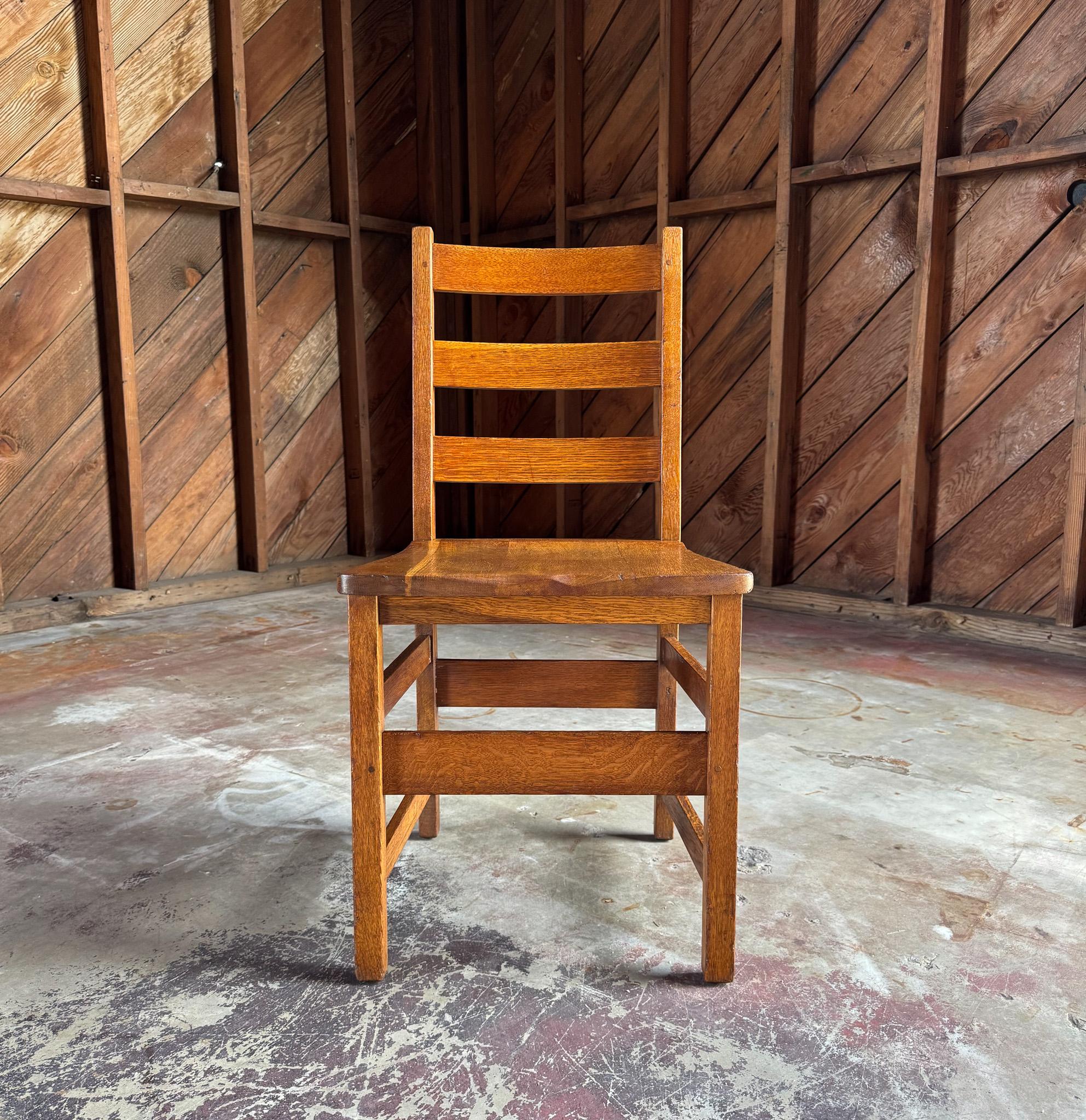 Gustav Stickley Oak Ladder Back Desk / Dining Chair, c.1916. 