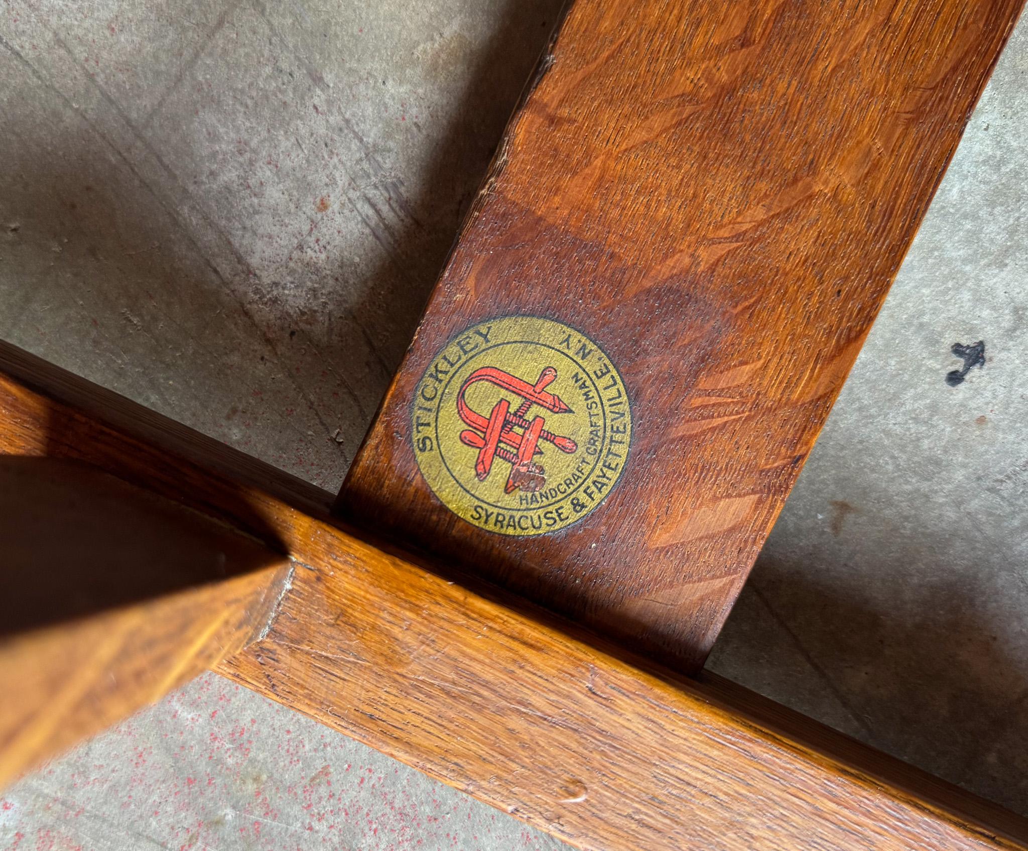 Gustav Stickley Oak Ladder Back Desk / Dining Chair, c.1916 In Good Condition For Sale In San Juan Capistrano, CA