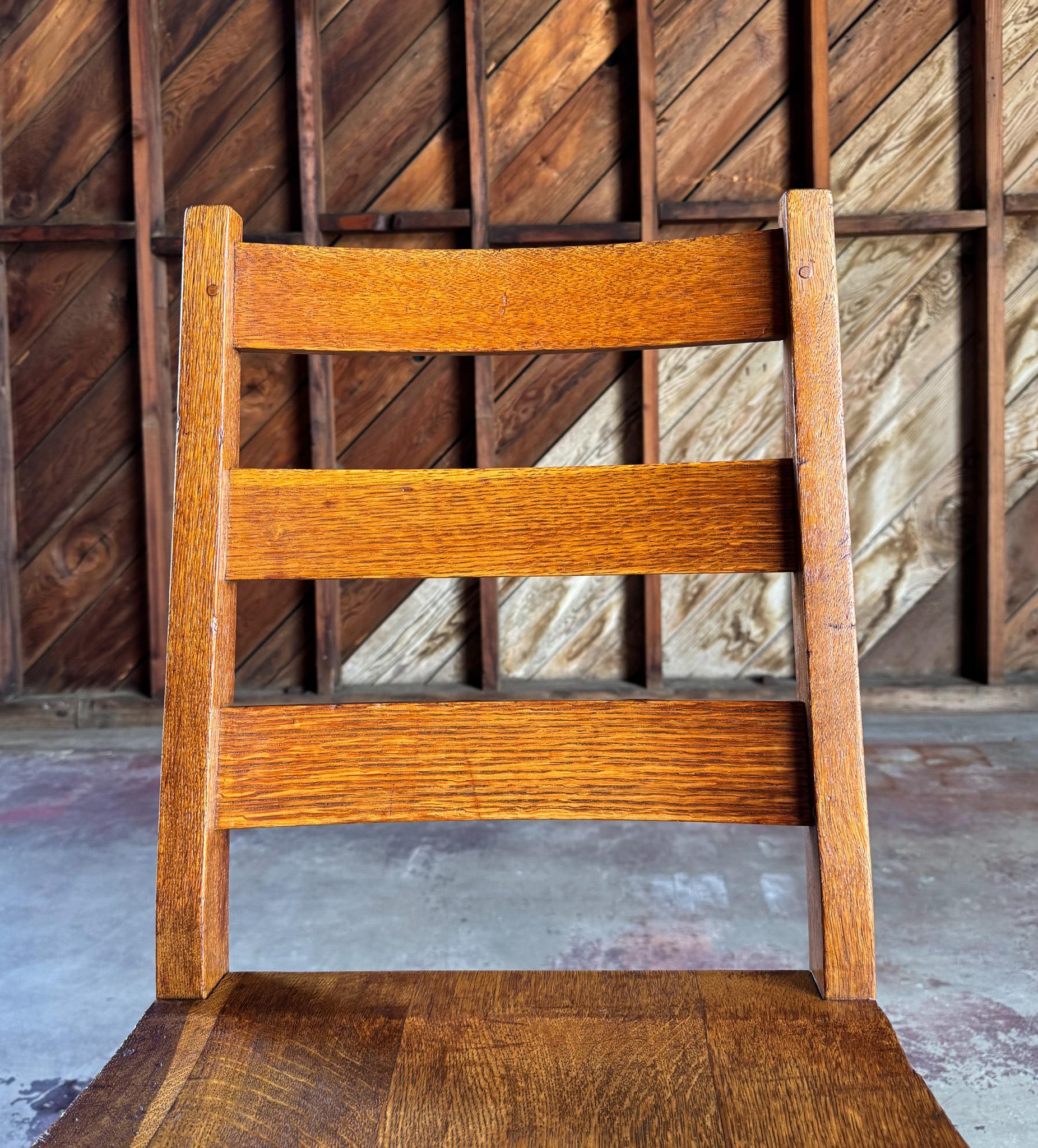 Gustav Stickley Oak Ladder Back Desk / Dining Chair, c.1916 For Sale 1