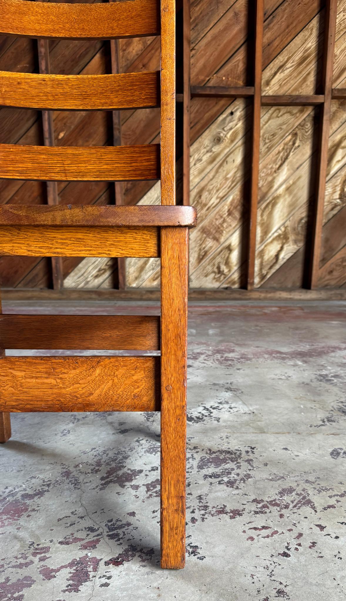 Gustav Stickley Oak Ladder Back Desk / Dining Chair, c.1916 For Sale 2