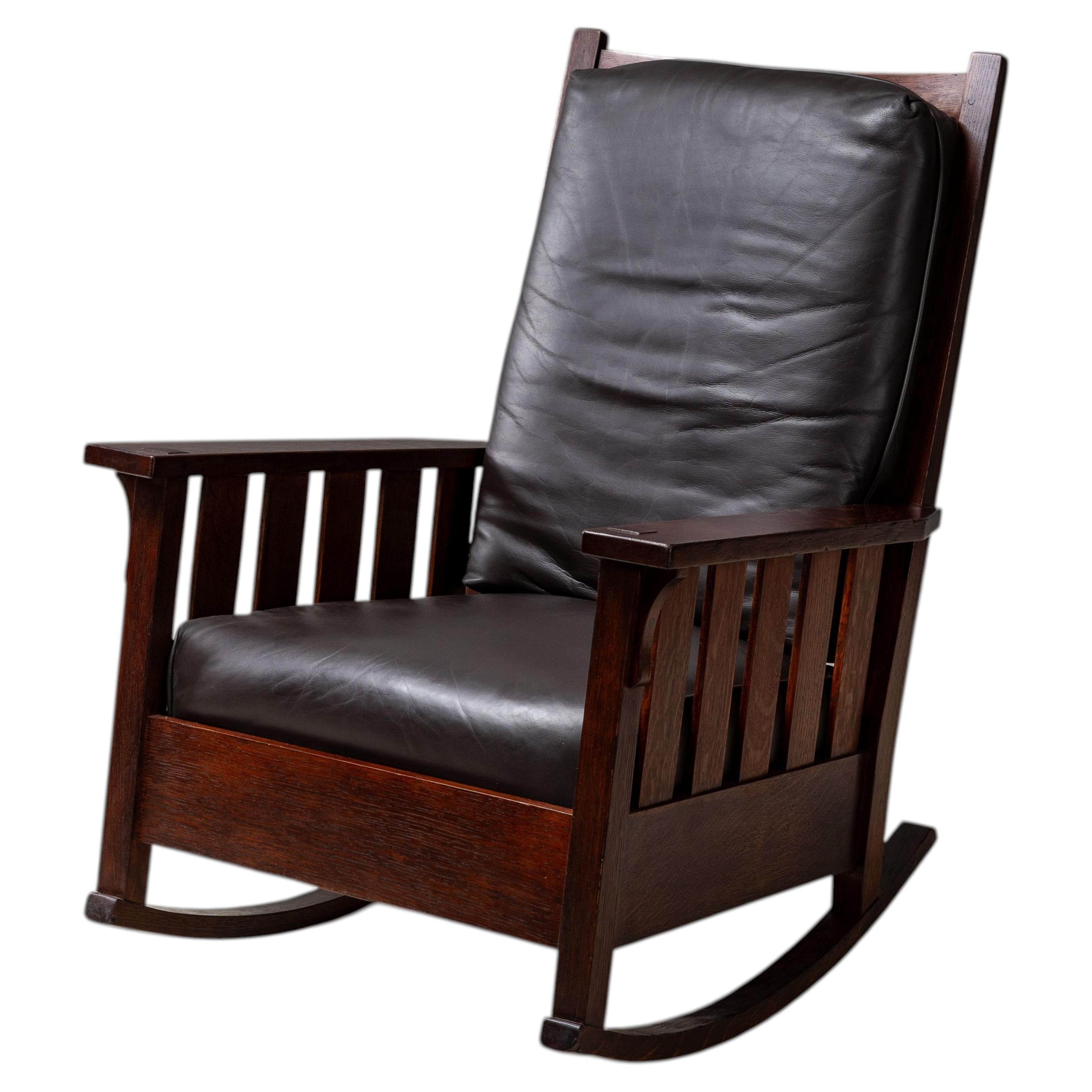 Sedia a dondolo Gustav Stickley Oak
