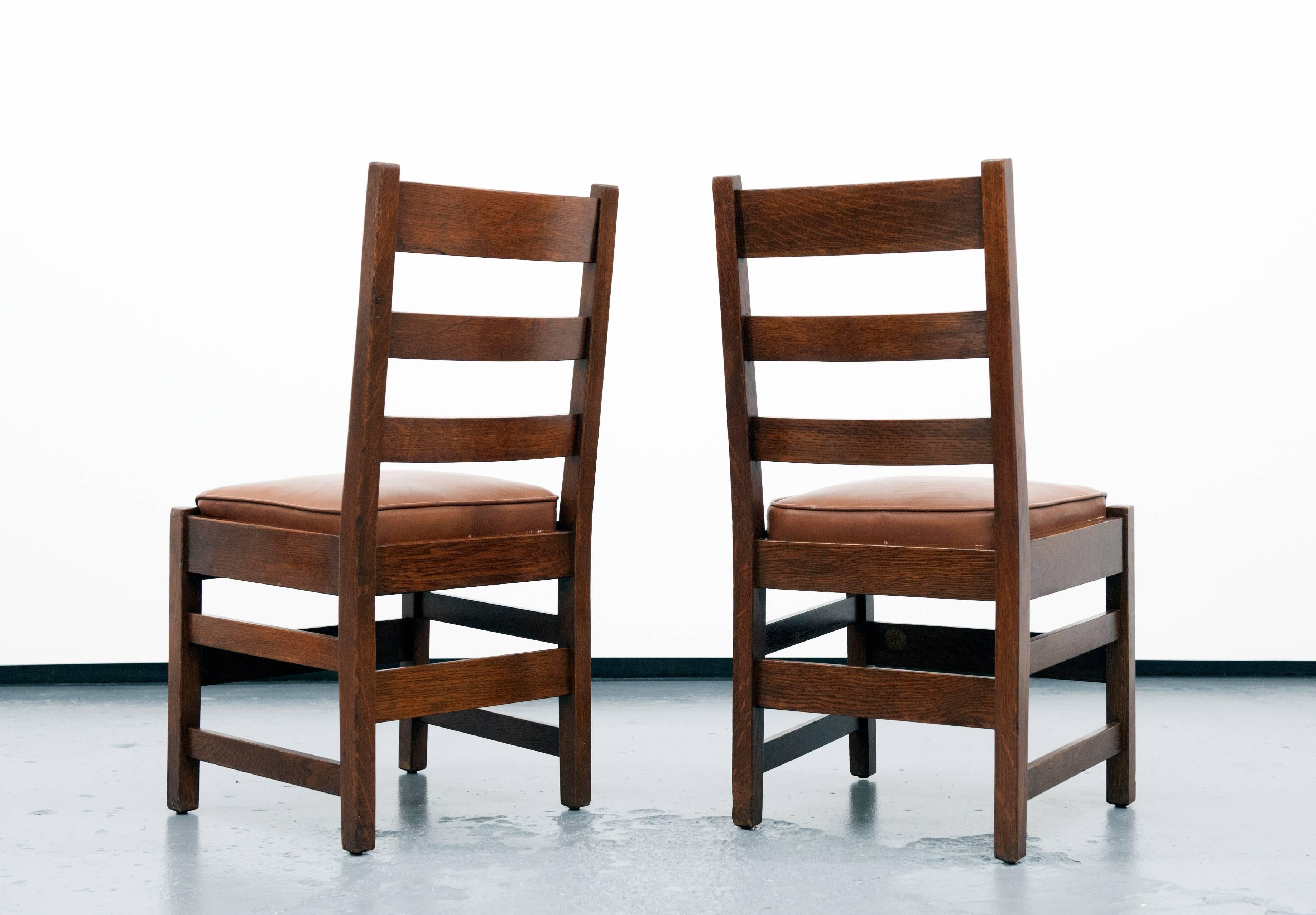 Gustav Stickley Slatted Set of Six Mission Style Side Chairs at 1stDibs