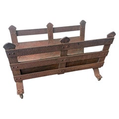 Gustav Stickley Style Arts And Crafts Copper And Iron Log Holder, C. 1910