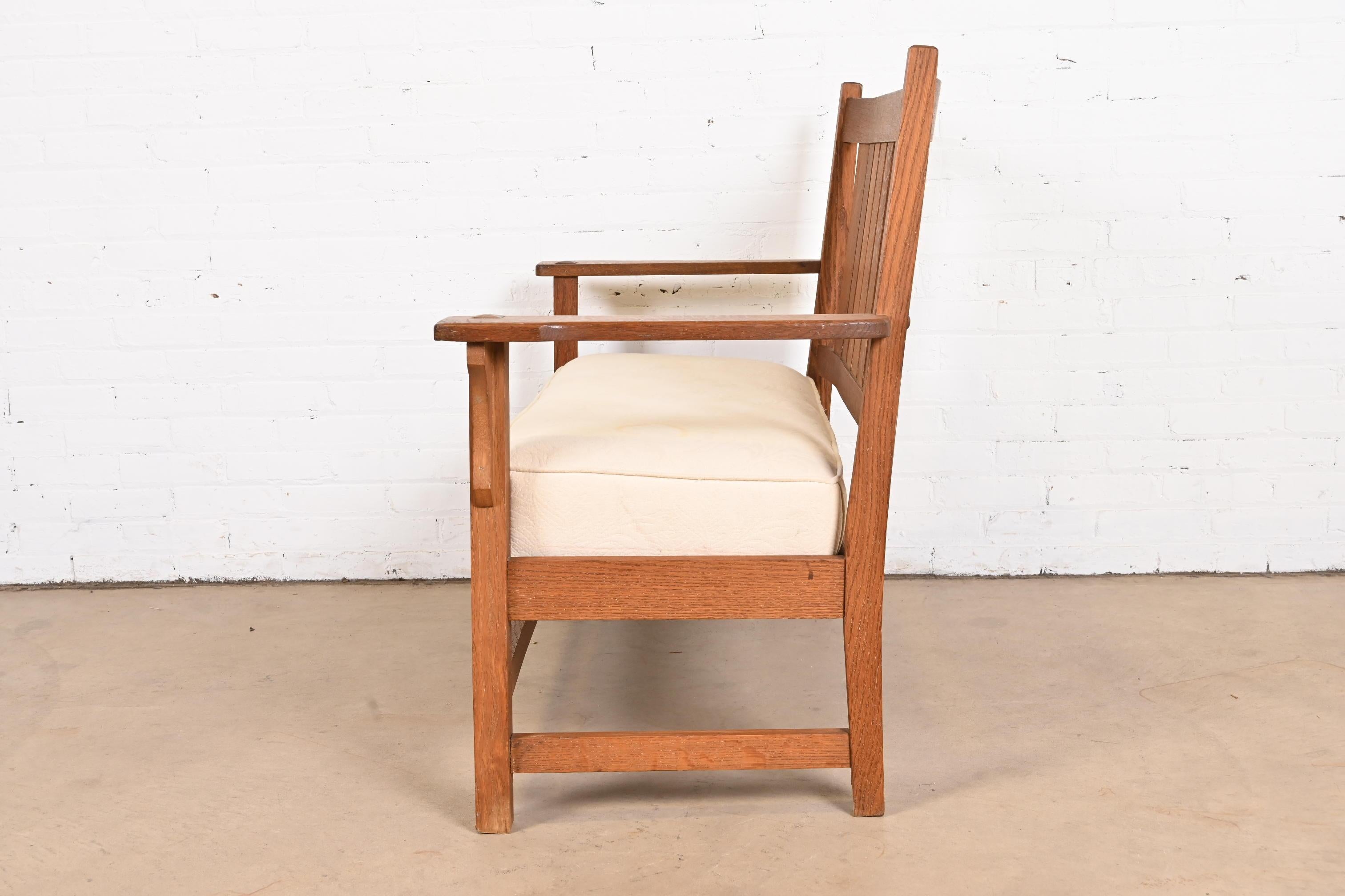 Offenes Eichenholz-Sessel oder Loveseat im Gustav Stickley-Stil aus Eichenholz, Arts and Crafts im Angebot 4