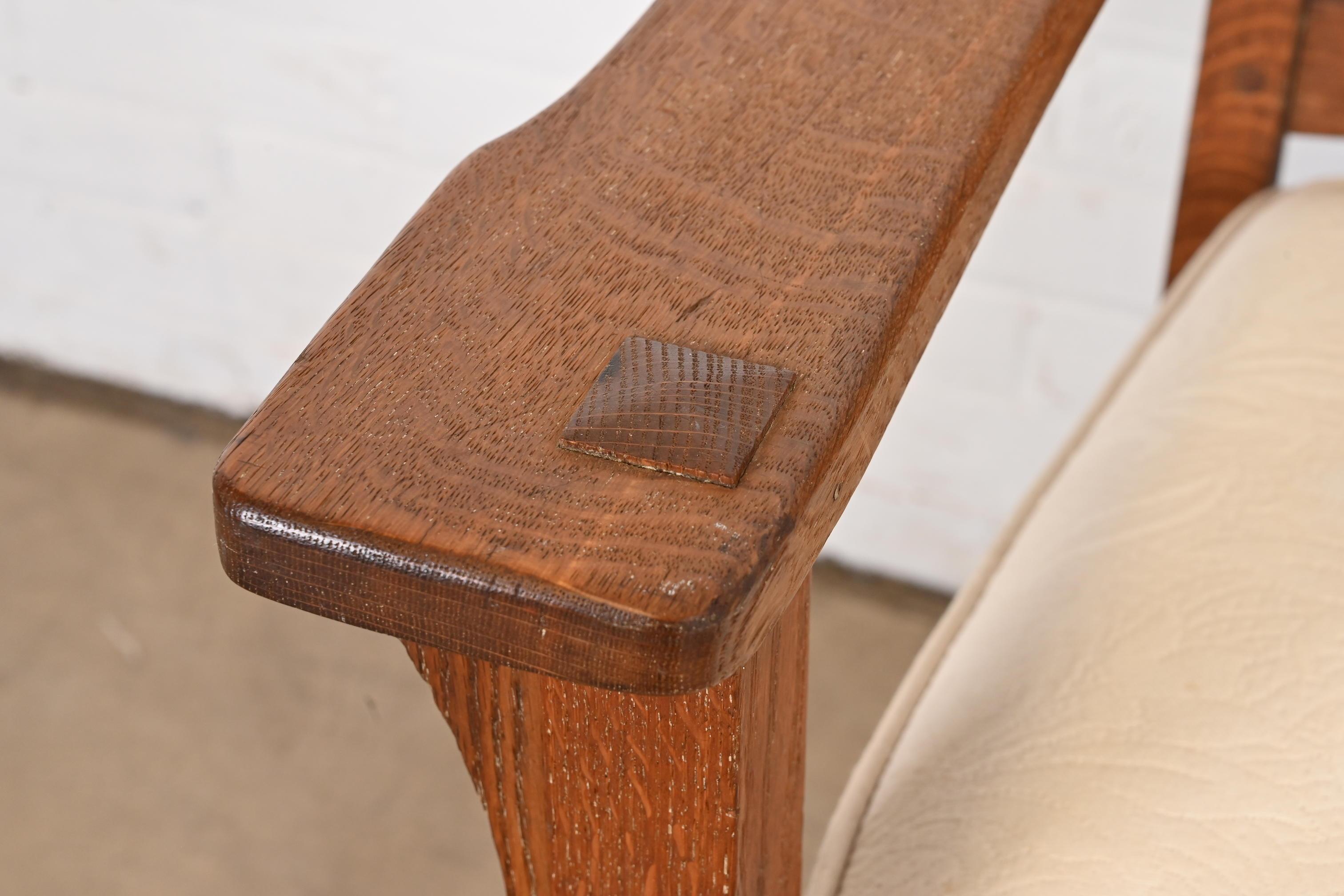 Offenes Eichenholz-Sessel oder Loveseat im Gustav Stickley-Stil aus Eichenholz, Arts and Crafts im Angebot 3