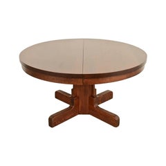 Gustav Stickley Style Mission Oak Arts & Crafts Pedestal Extension Dining Table