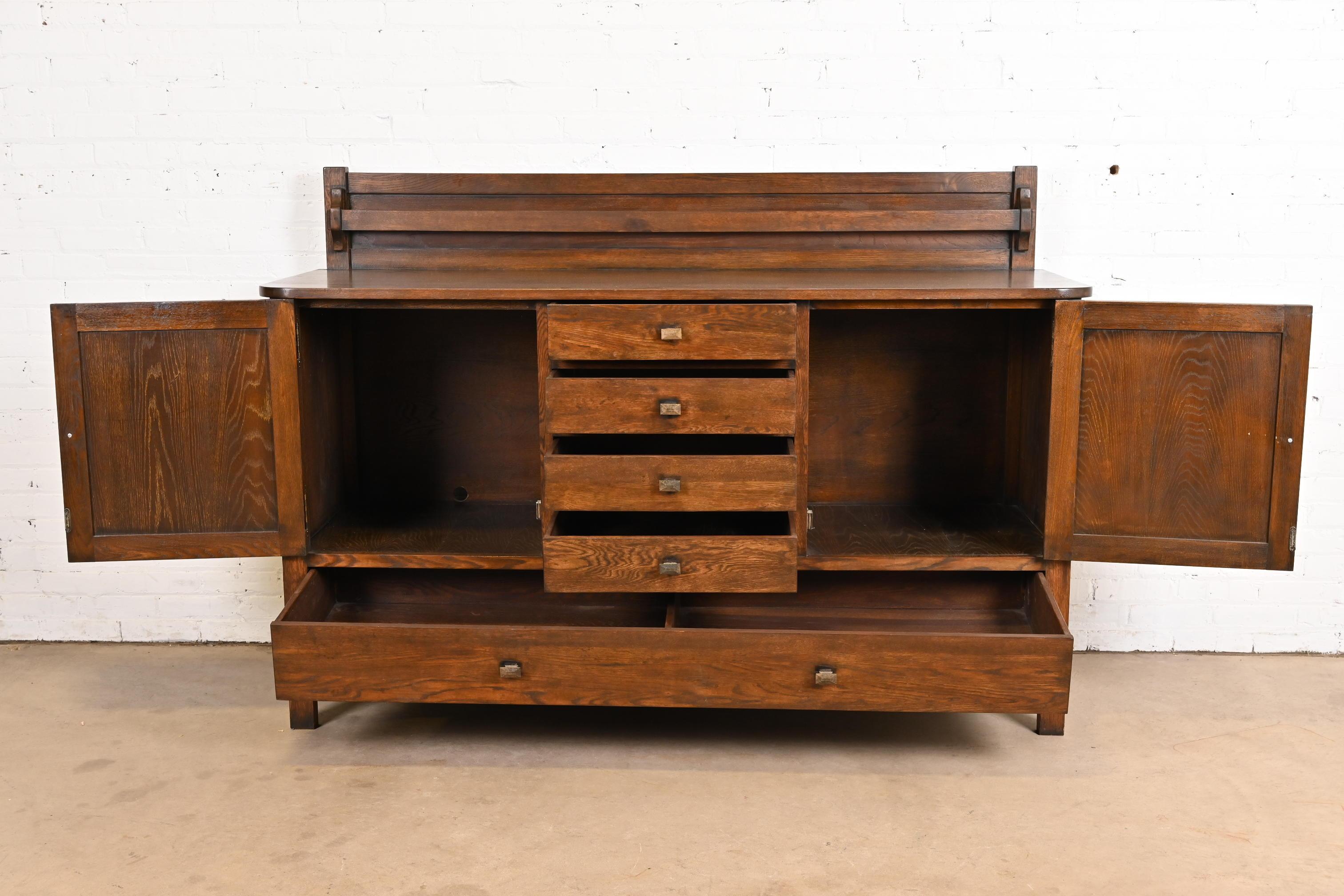 Gustav Stickley Style Mission Oak Arts & Crafts Sideboard In Good Condition In South Bend, IN