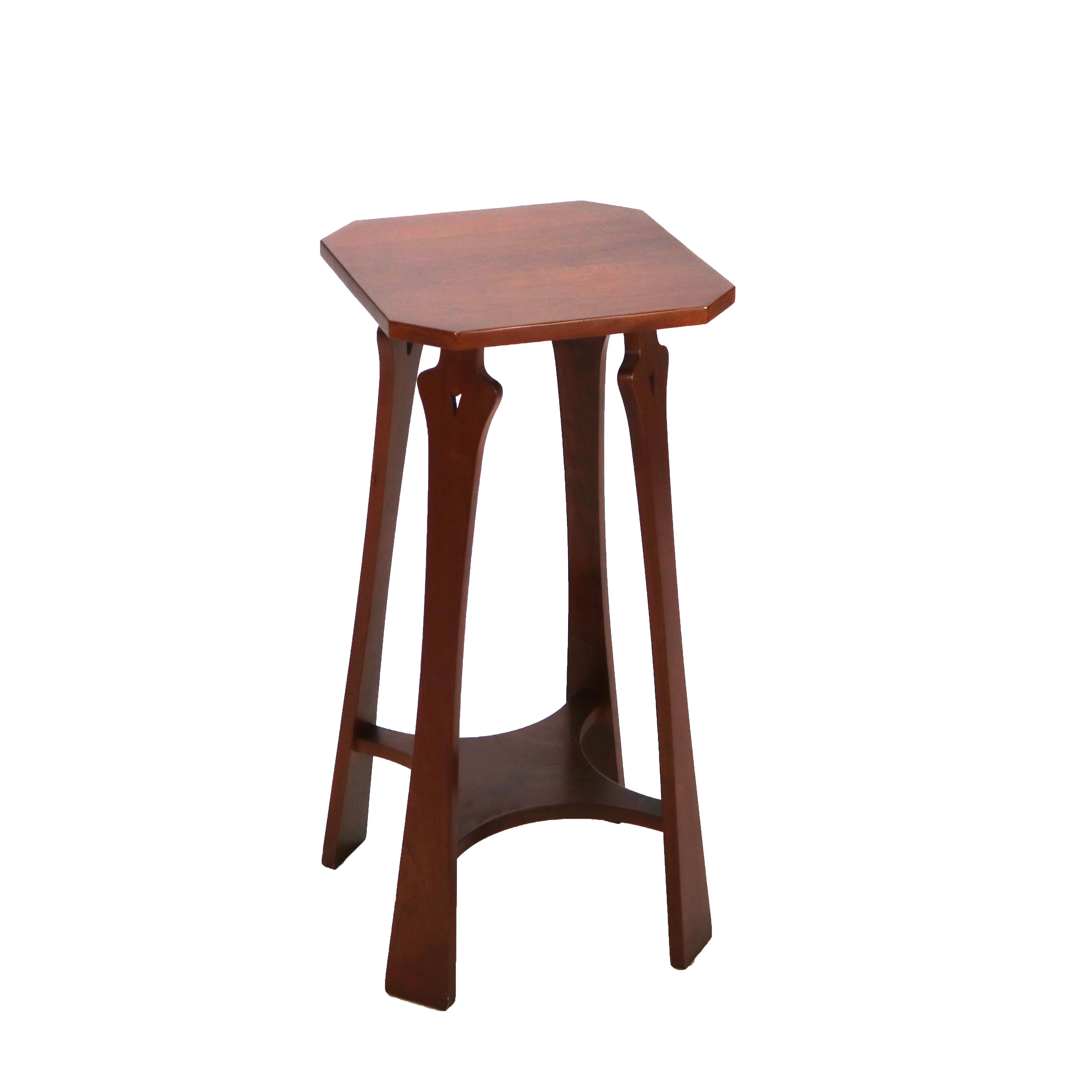 Arts and Crafts Gustav Stickley Tom Jones Arts & Crafts Cherry Drink Stand, Signed, C2013 For Sale