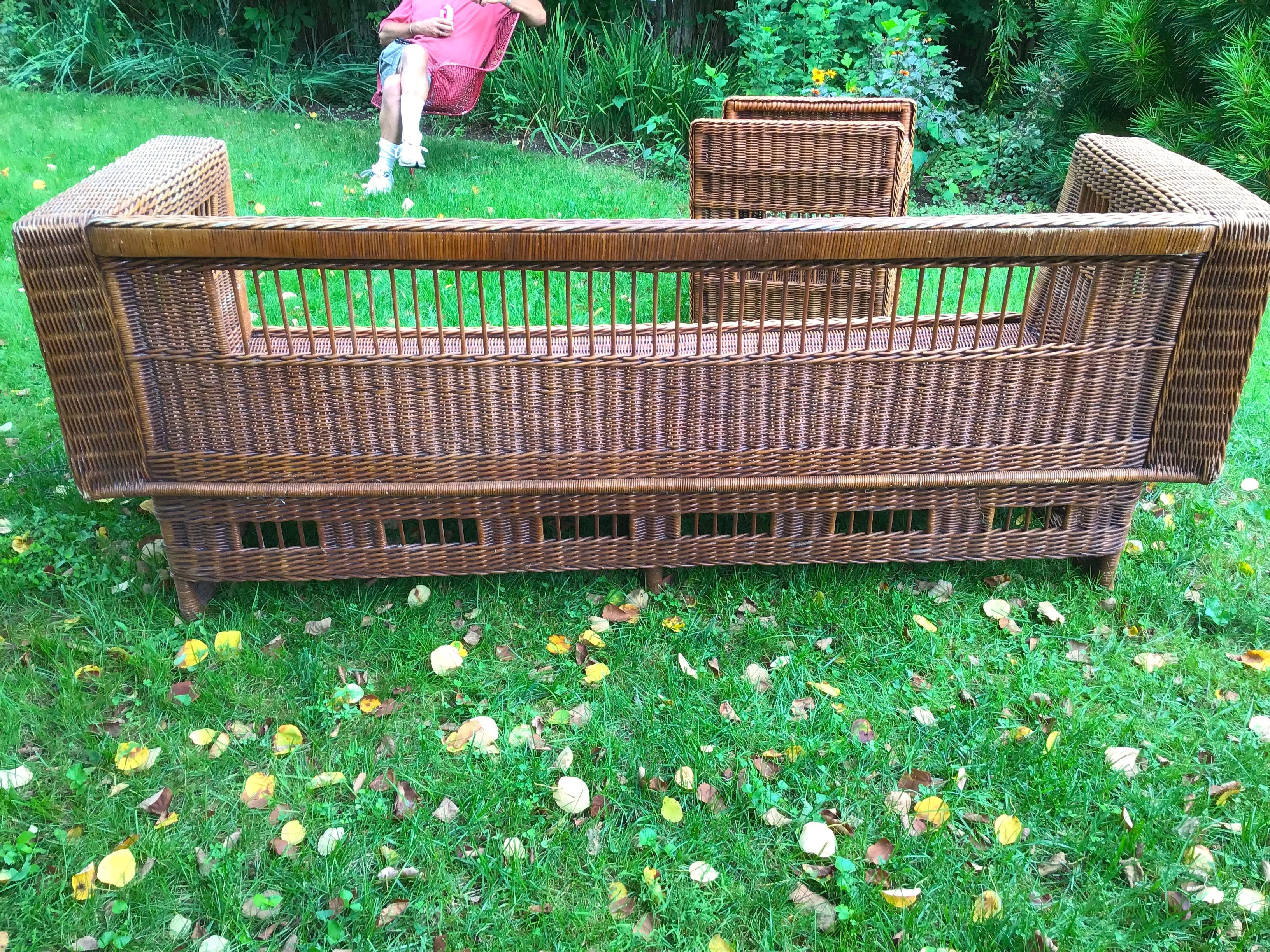 Stickley Willow Pattern Arts and Crafts Wicker Furniture Set 6 pieces In Good Condition In East Hampton, NY