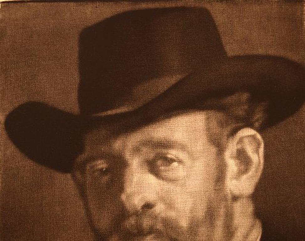 Gustav V. Blom, Portrait of Peter Ilsted, 1919, Test Print In Good Condition For Sale In Copenhagen, DK