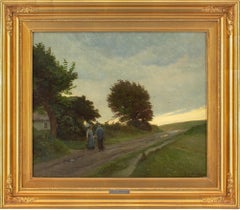 Gustav Vermehren, Landscape With Older Couple, Oil Painting