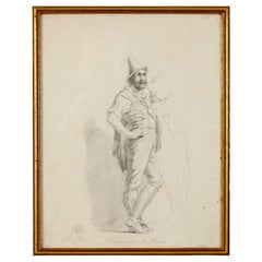 Gustav Wilhelm Palm, Pencil Drawing of a Roman Peasant Smoking a Pipe
