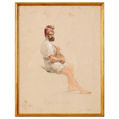 Gustav Wilhelm Palm, Acquerello di un pescatore napoletano che suona il liuto