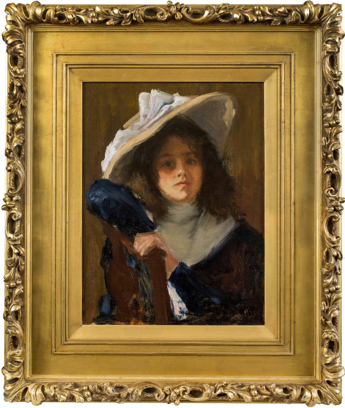 Daughter of the Artist, portrait by Gustave Wolff (1863-1935, German/American)  - Painting by Gustav Wolf