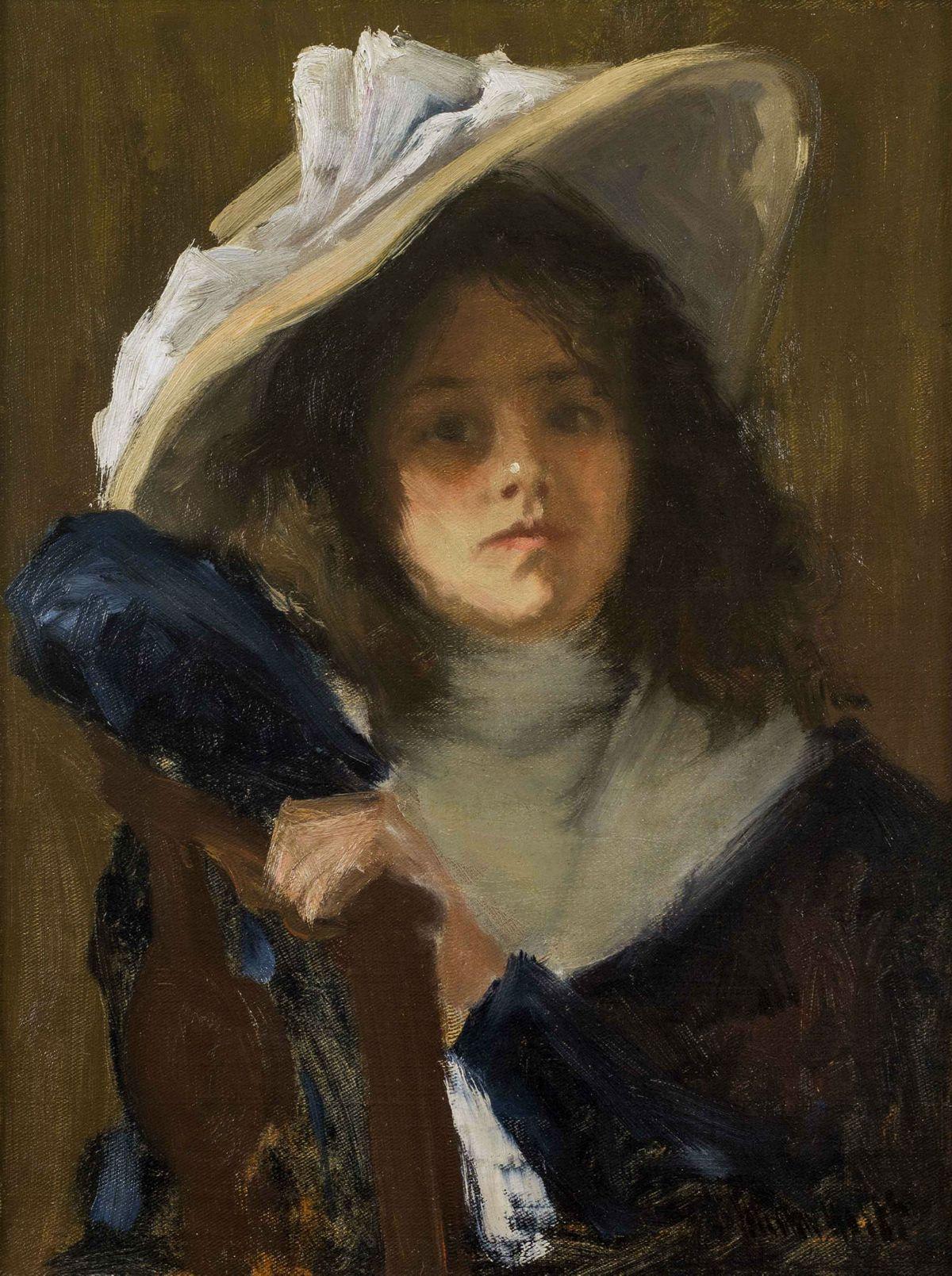 Gustav Wolf Figurative Painting - Daughter of the Artist, portrait by Gustave Wolff (1863-1935, German/American) 