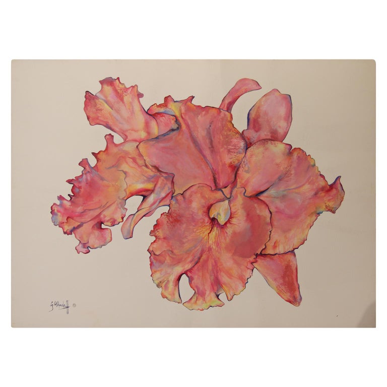 Gustave Alhadeff Untitled Floral Abstract Watercolor Painting