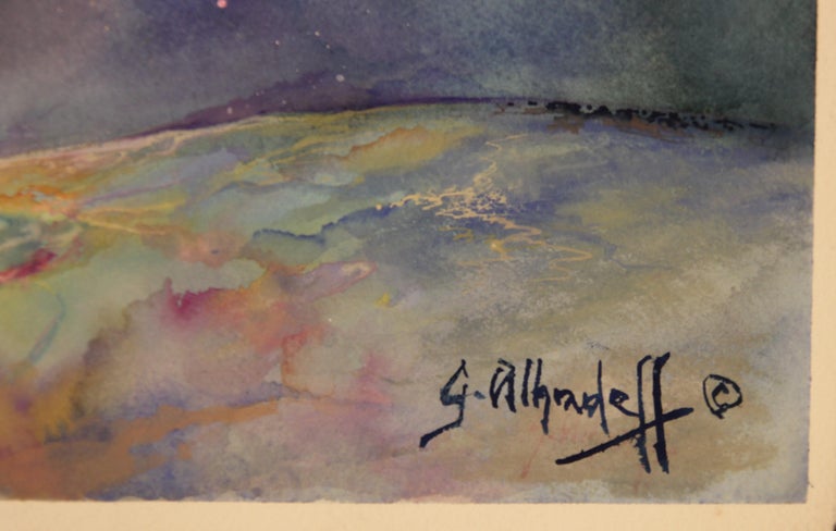 Gustave Alhadeff Untitled Watercolor Outer Space Abstract