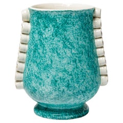 Gustave Asch 20th century art deco white and green ceramic vase circa 1940