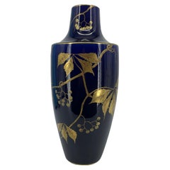 Gustave Asch Große Vase Keramik Blau Tours, 1900