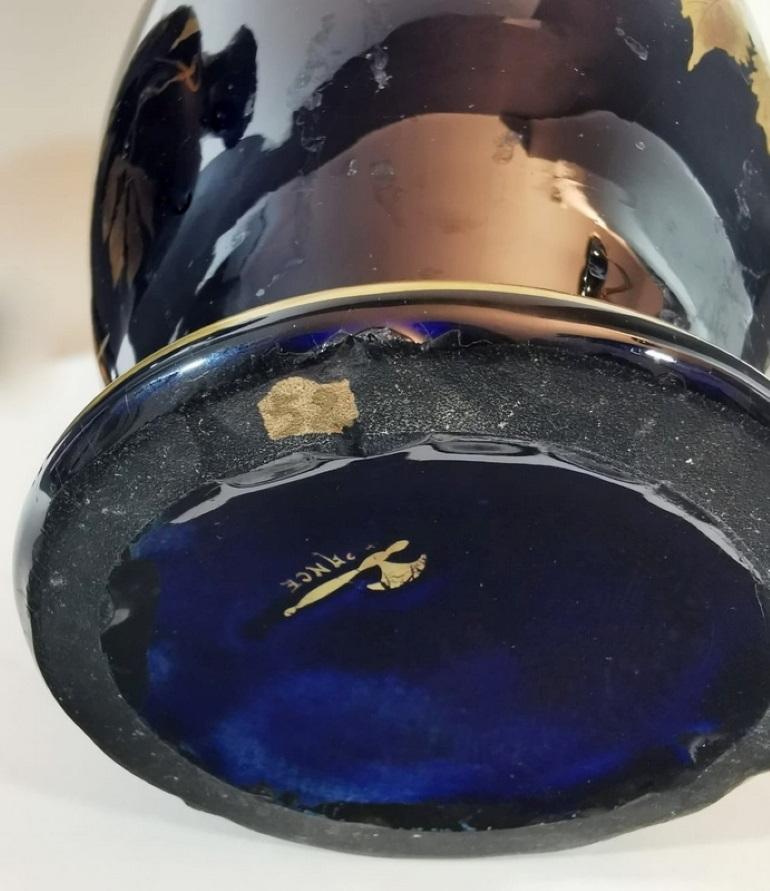Gustave Asch Sainte Radegonde Pair of Blue Glazed Terracotta Vases For Sale 9