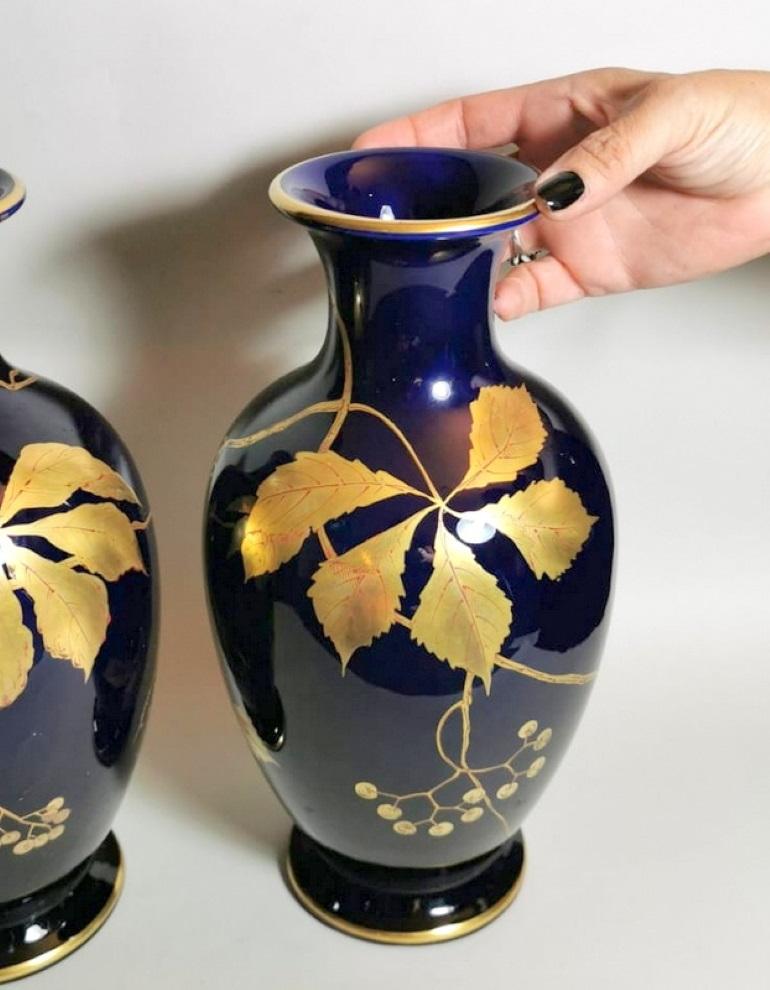 Gustave Asch Sainte Radegonde Pair of Blue Glazed Terracotta Vases For Sale 13