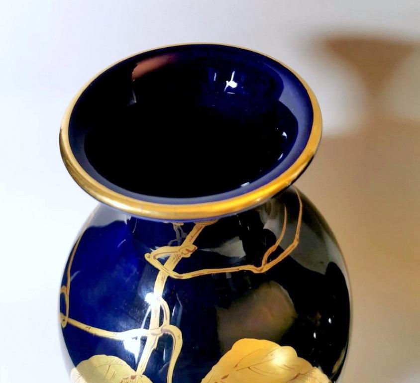 Gustave Asch Sainte Radegonde Pair of Blue Glazed Terracotta Vases In Good Condition For Sale In Prato, Tuscany