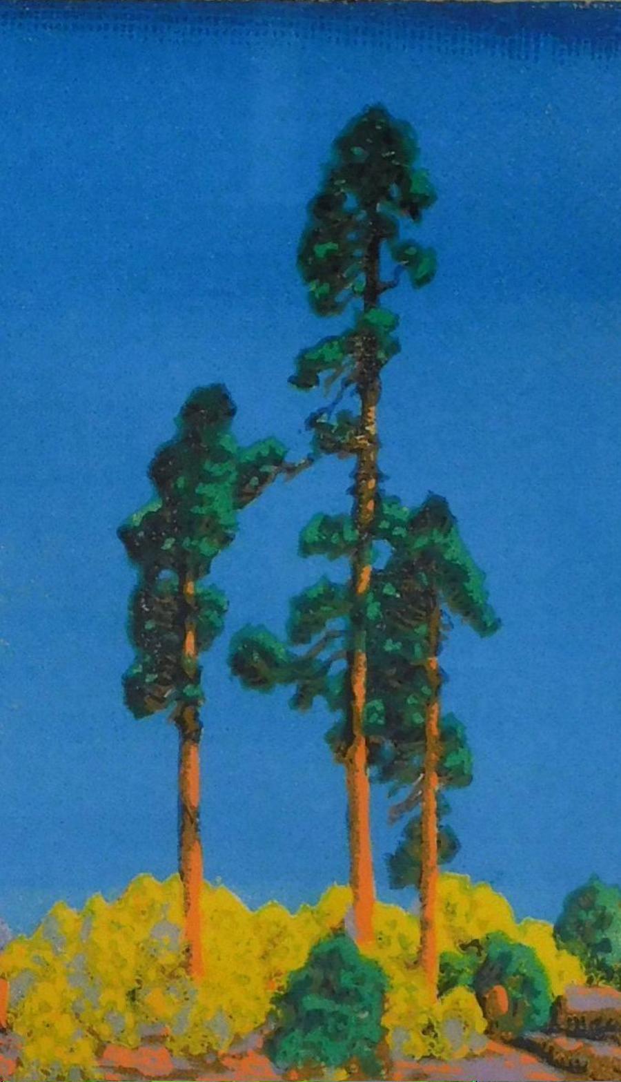 Gustave Baumann Color Woodblock - Three Pines For Sale 2