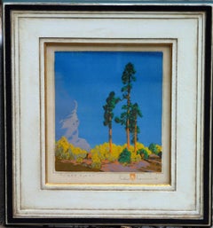 Gustave Baumann Color Woodblock - Three Pines