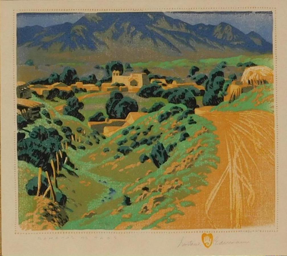 Gustave Baumann Color Woodblock - Rancho de Taos For Sale 1