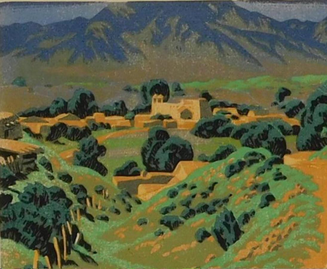 Gustave Baumann Color Woodblock - Rancho de Taos For Sale 2