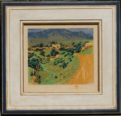 Gustave Baumann Bloque de madera en color - Rancho de Taos