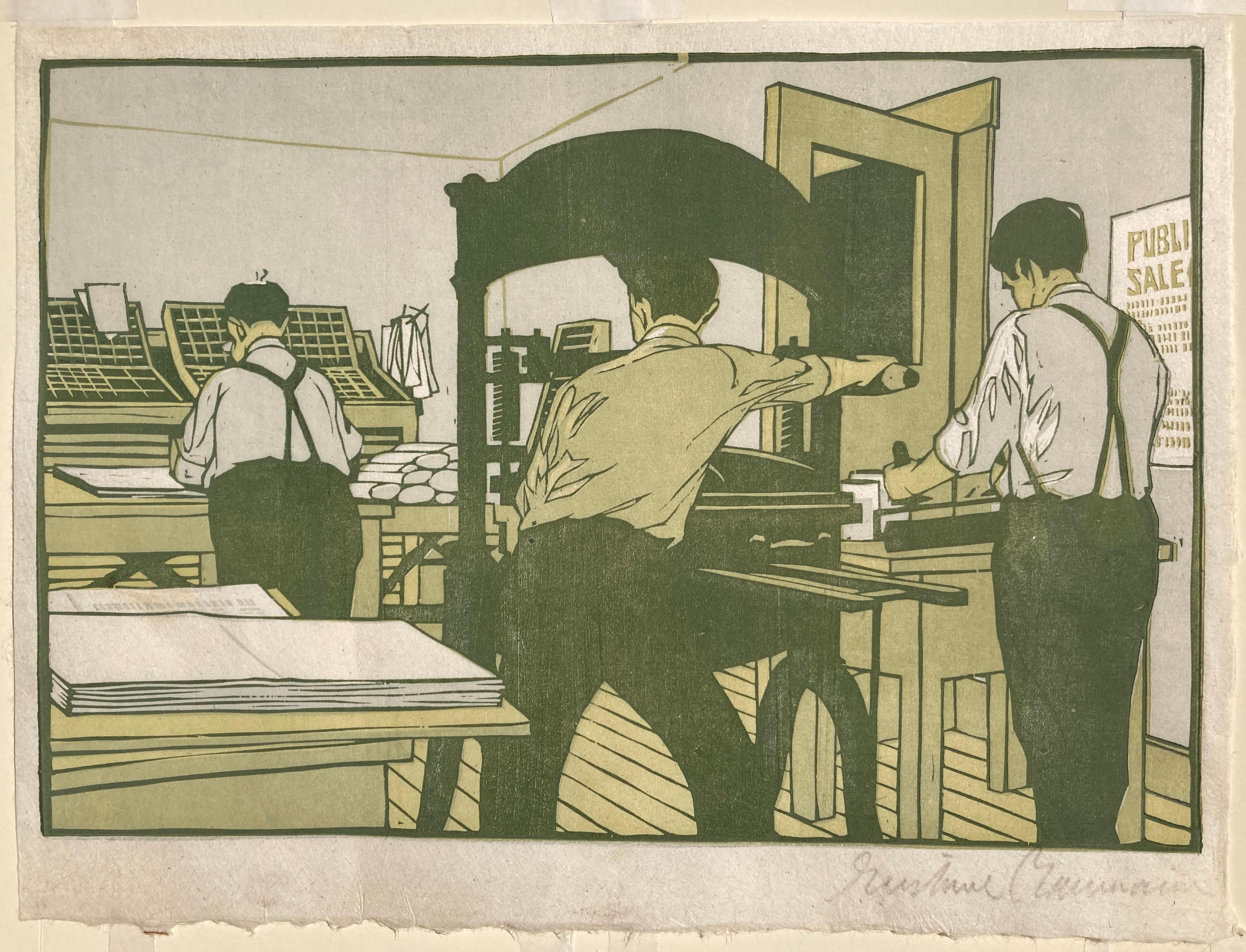 THE PRINT SHOP - Print by Gustave Baumann