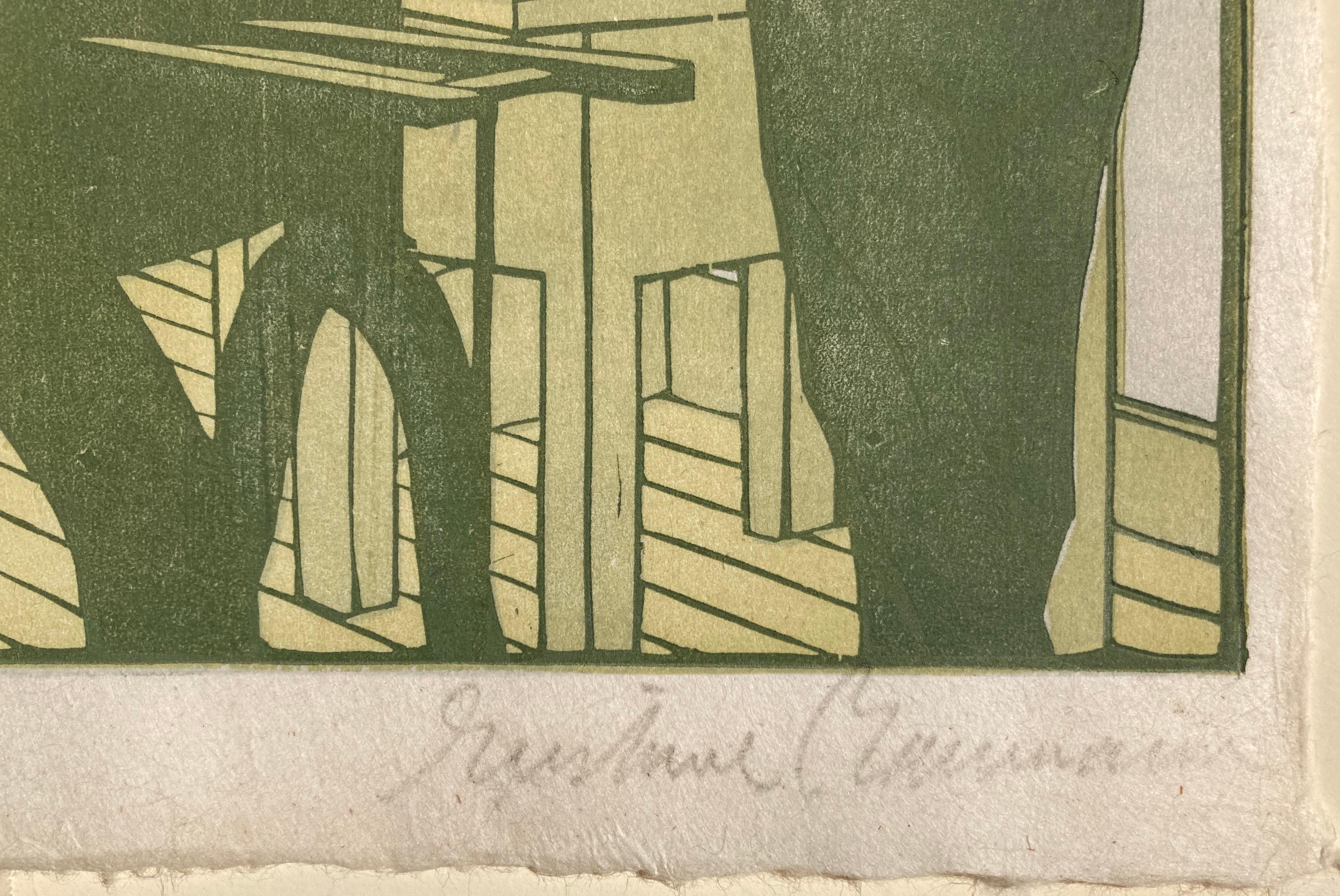 THE PRINT SHOP - Beige Figurative Print by Gustave Baumann