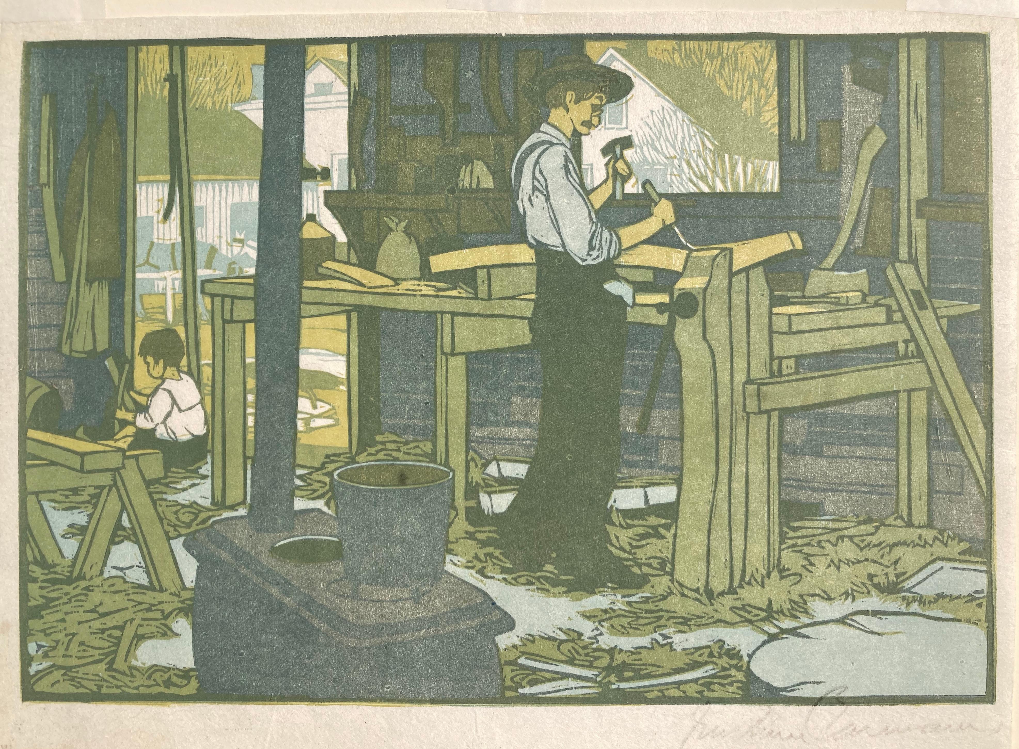 THE WAGON SHOP – Print von Gustave Baumann