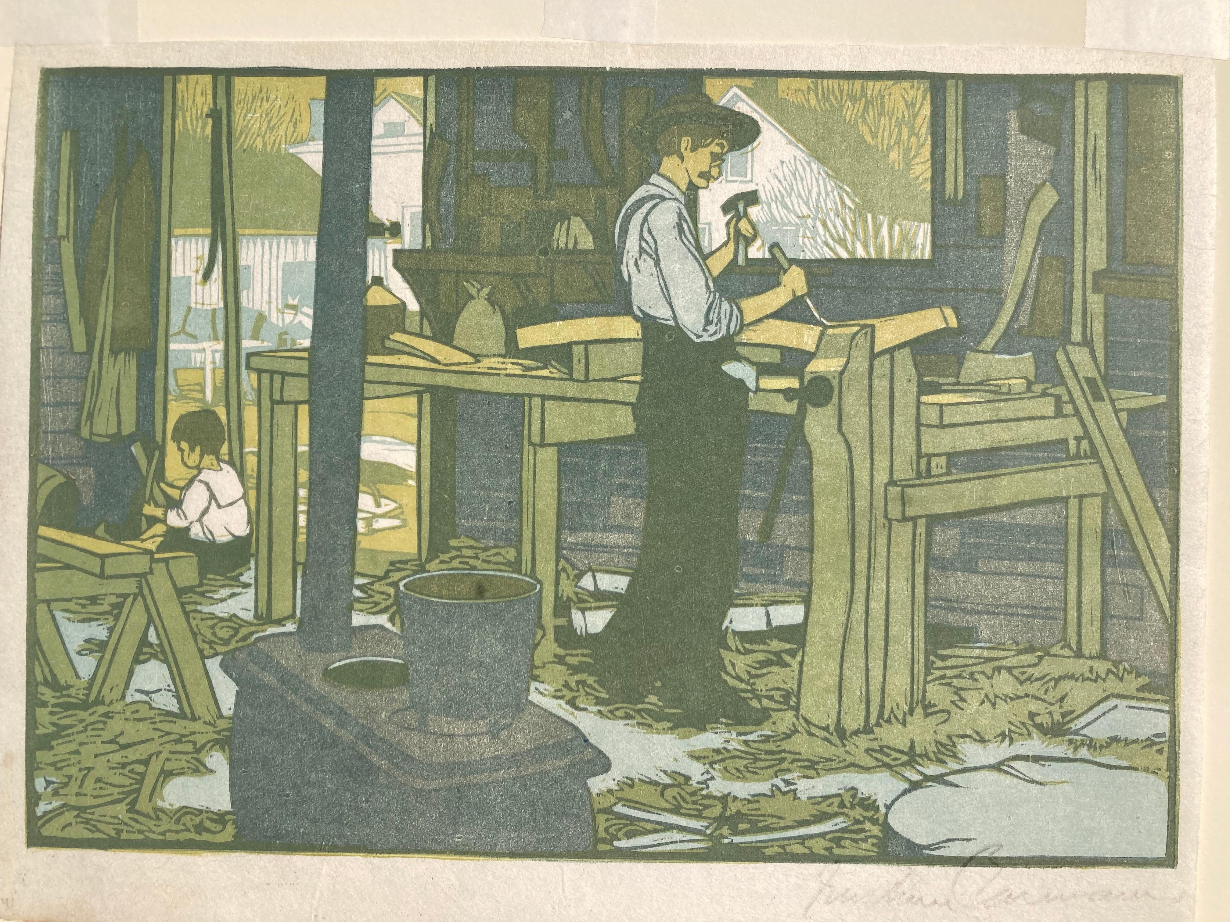 THE WAGON SHOP - Modern Print by Gustave Baumann