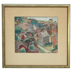 Gustave Baumann School Hillside Watercolor Scene “East Port Maine" by Reichmann