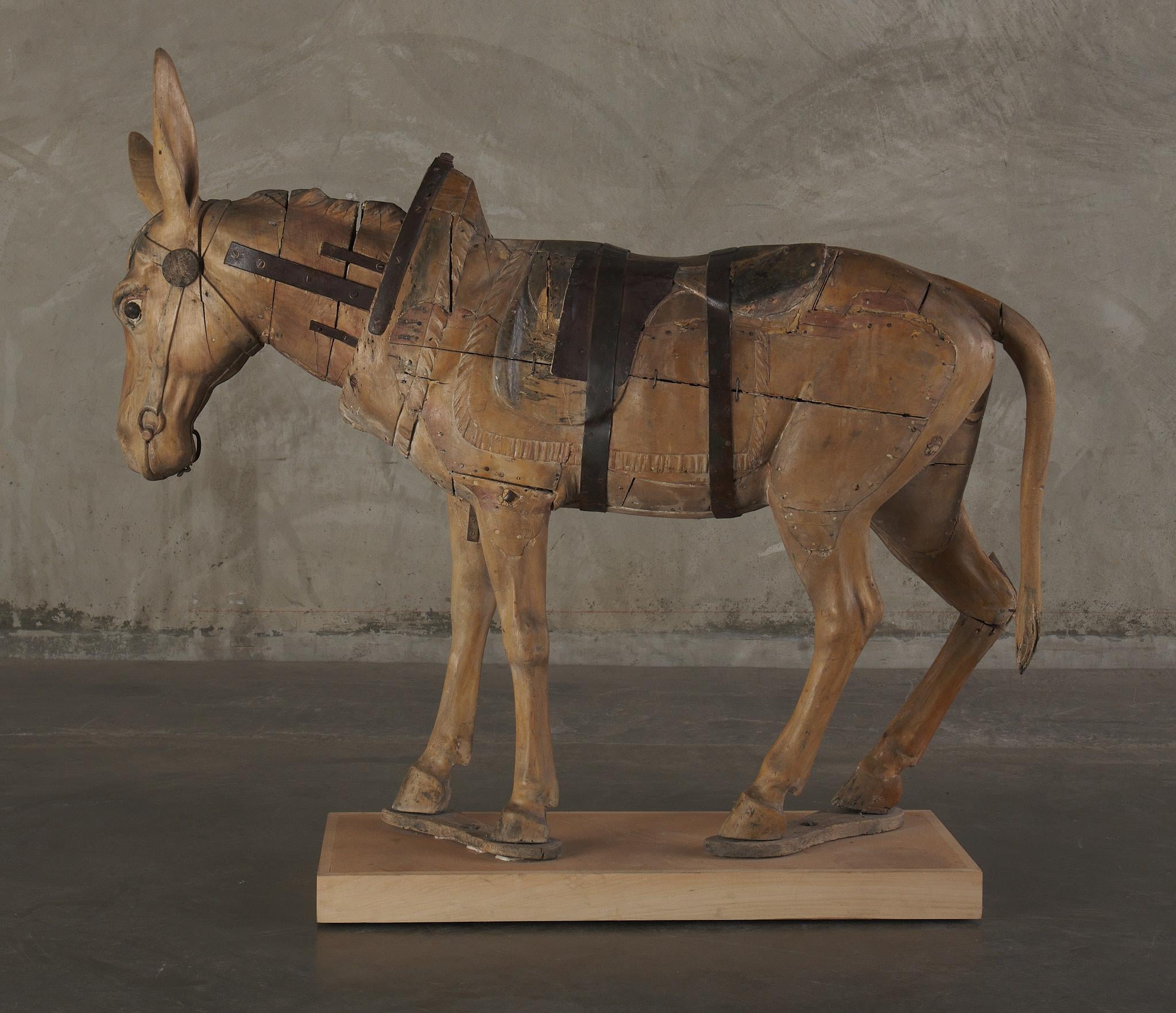 20th Century Gustave Bayol Carved Lifesize Wood Nodding Donkey, C1900
