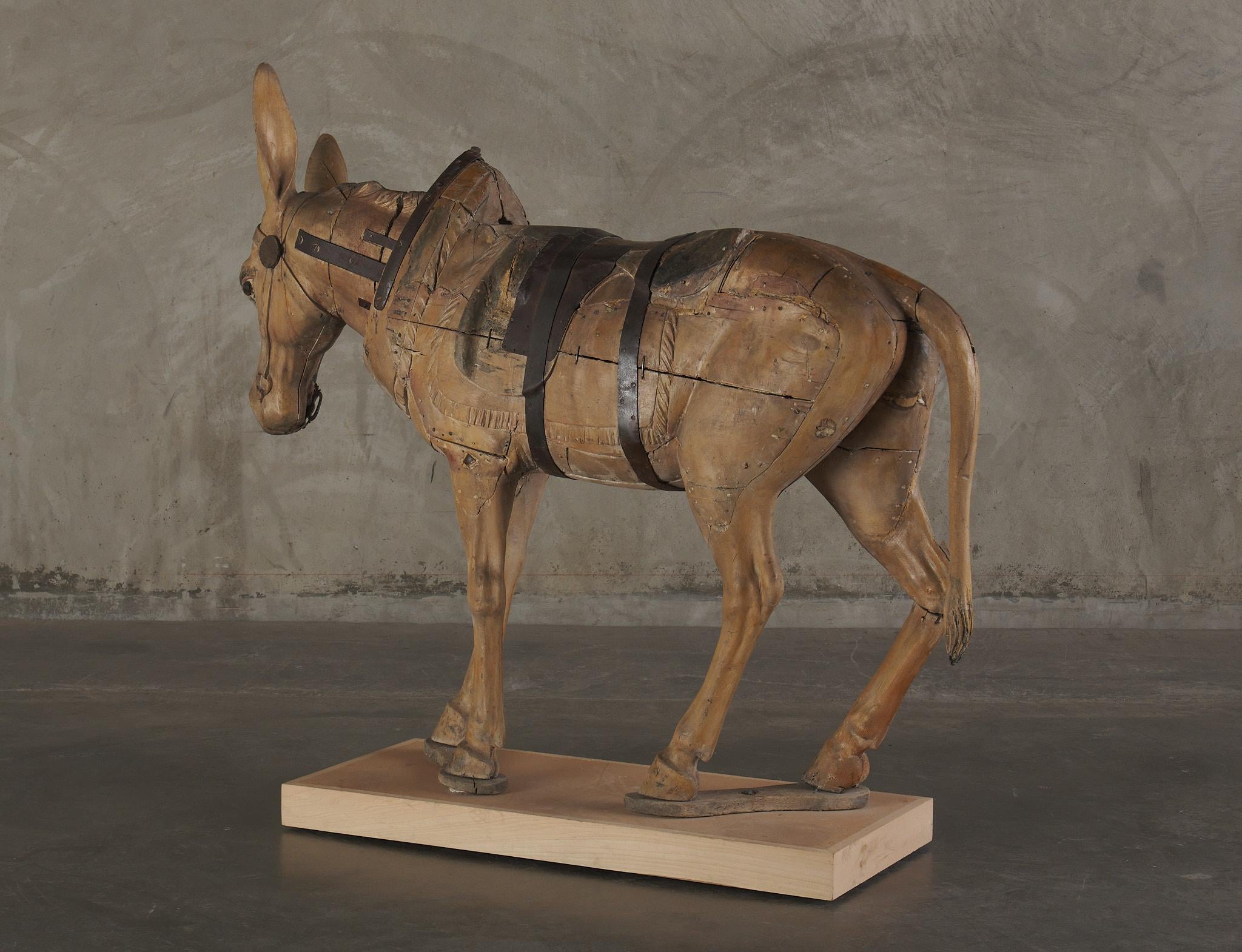 Gustave Bayol Carved Lifesize Wood Nodding Donkey, C1900 1