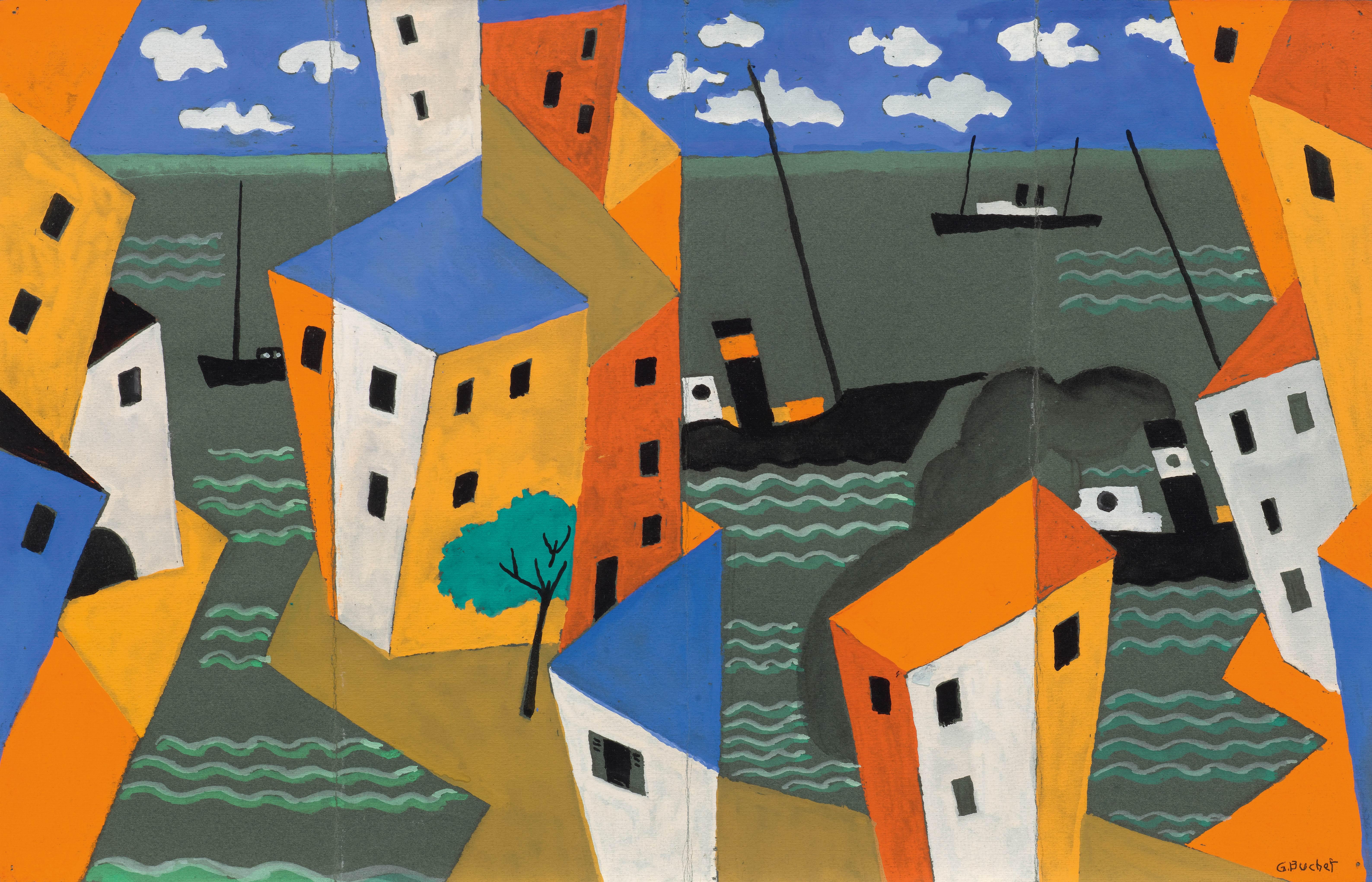 Maquette pour un paravent - Mixed Media Art de Gustave Buchet