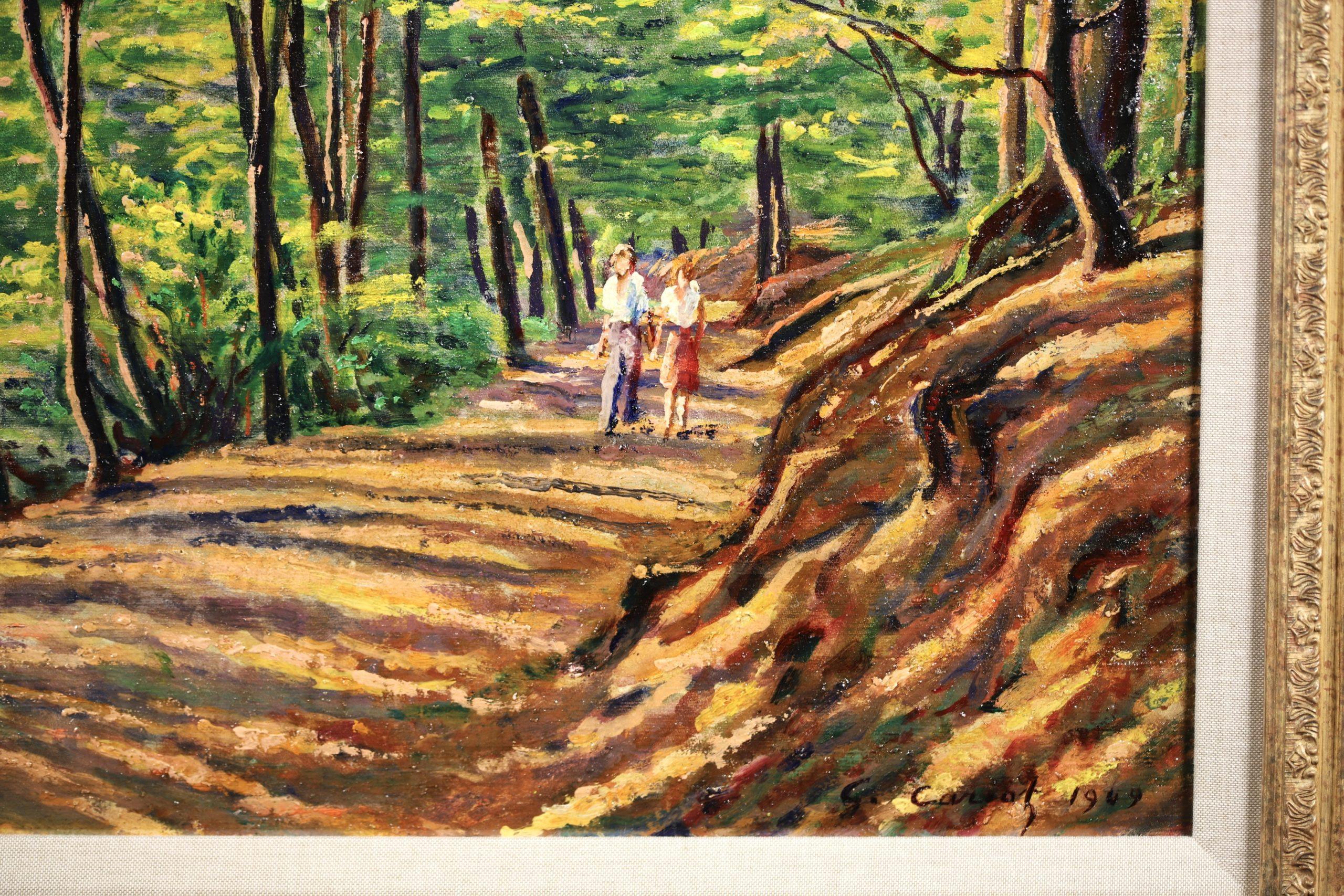 Un paseo por el bosque - Paisaje postimpresionista Óleo de Gustave Cariot - Painting Posimpresionista de Gustave Camille Gaston Cariot