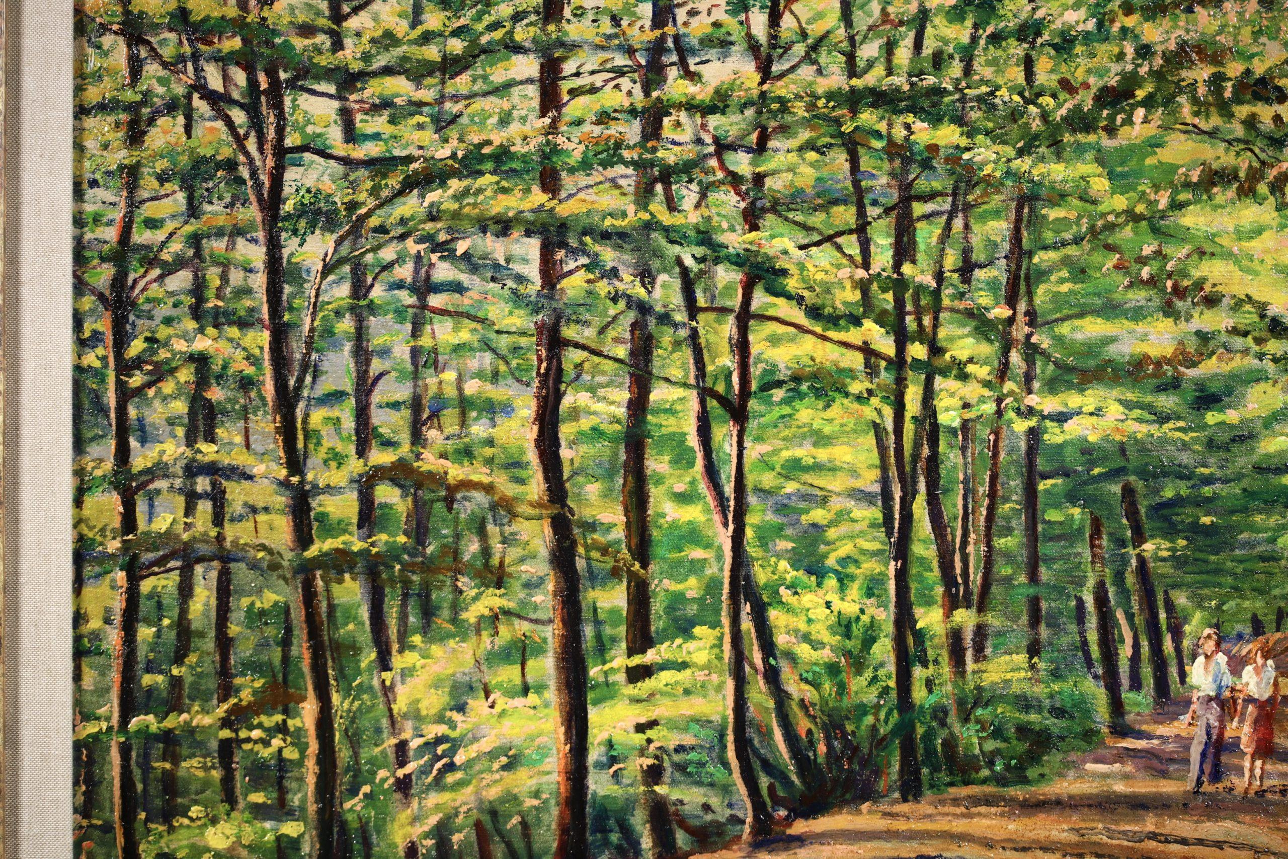 Un paseo por el bosque - Paisaje postimpresionista Óleo de Gustave Cariot en venta 2