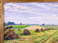Haystacks - 20th Century Post Impressionist Oil, Landscape by Gustave Cariot