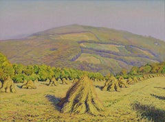Haystacks by Gustave Cariot 'Paysage aux Bottes de Blé Devant la Montagne'