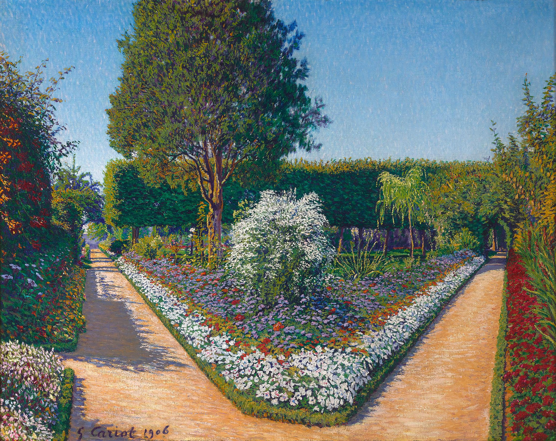Gustave Camille Gaston Cariot Landscape Painting - Le jardin de Périgny, Yonne