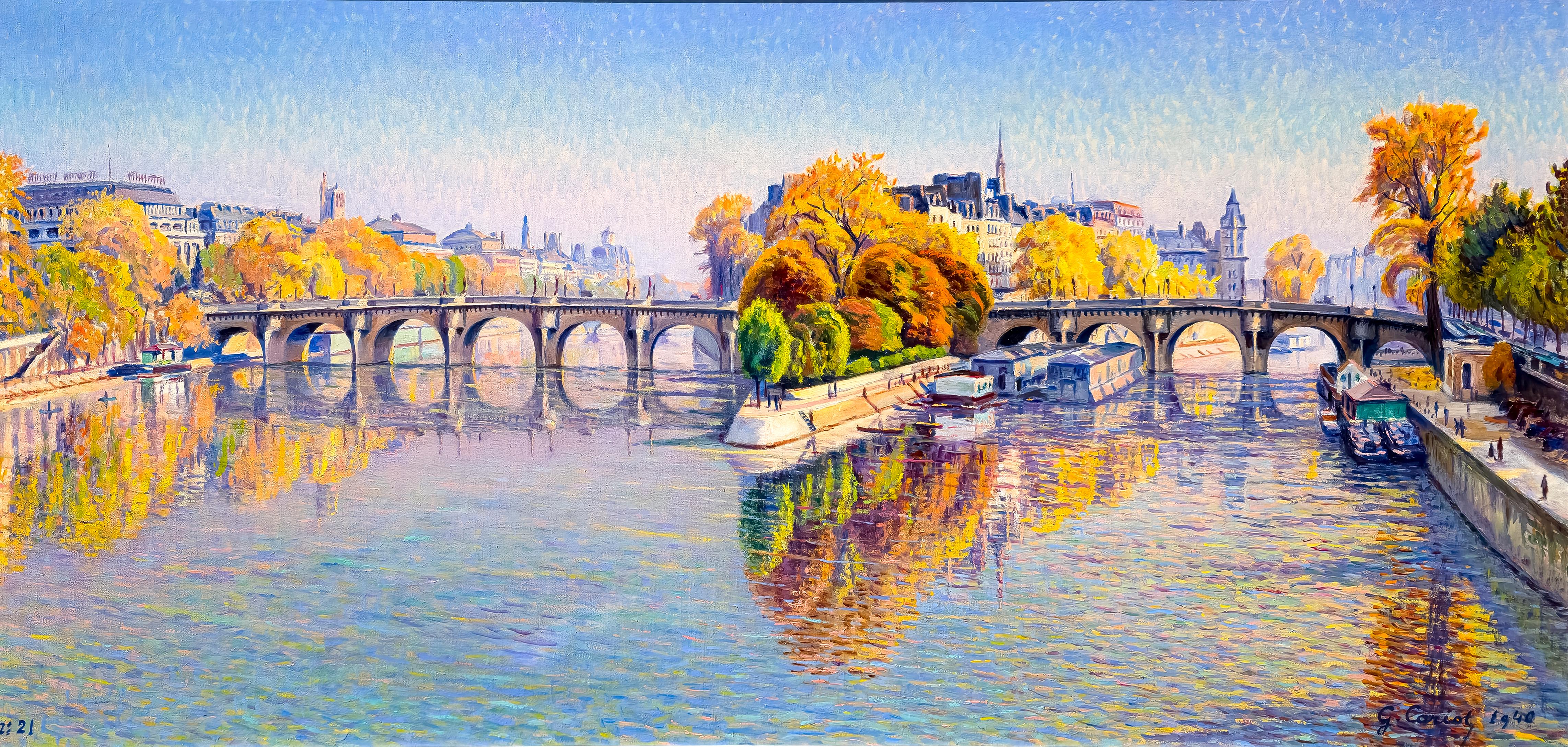 Die Pont Neuf in Paris – Painting von Gustave Camille Gaston Cariot